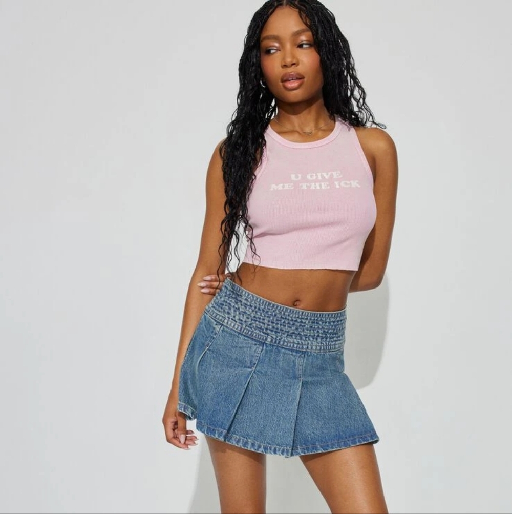 Garage Denim Pleated Mini Skirt Skort Size M